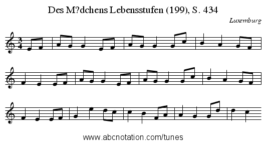 Des M?dchens Lebensstufen (199), S. 434 - staff notation