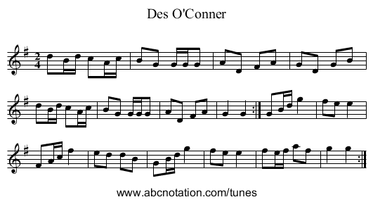 Des O'Conner - staff notation