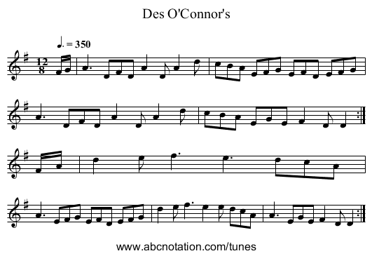 Des O'Connor's - staff notation