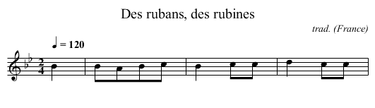 Des rubans, des rubines - staff notation