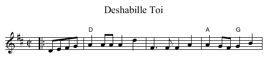 Deshabille Toi - staff notation
