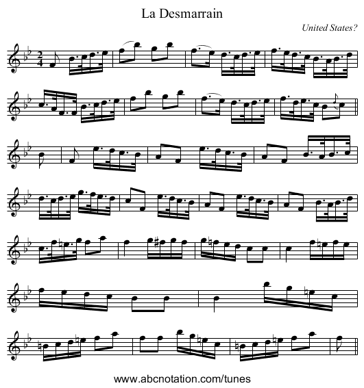 Desmarrain, La - staff notation