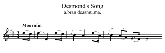 Desmond's Song - staff notation