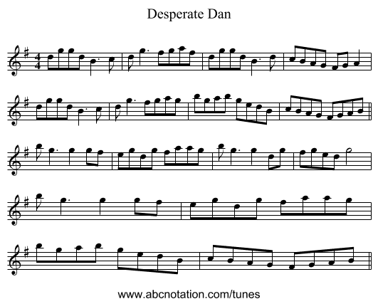 Desperate Dan - staff notation