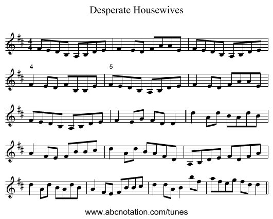 Desperate Housewives - staff notation
