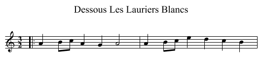 Dessous Les Lauriers Blancs - staff notation