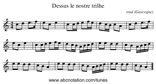 Dessus le nostre trilhe - staff notation
