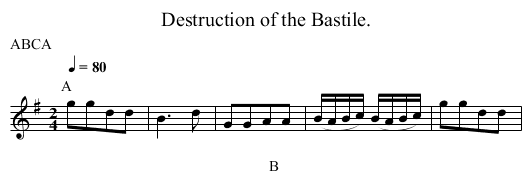 Destruction of the Bastile. - staff notation