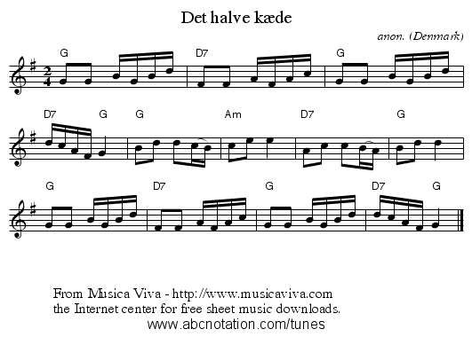 Det halve kæde - staff notation