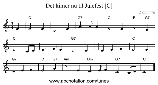 Det kimer nu til Julefest [C] - staff notation