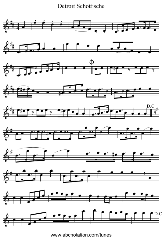 Detroit Schottische - staff notation