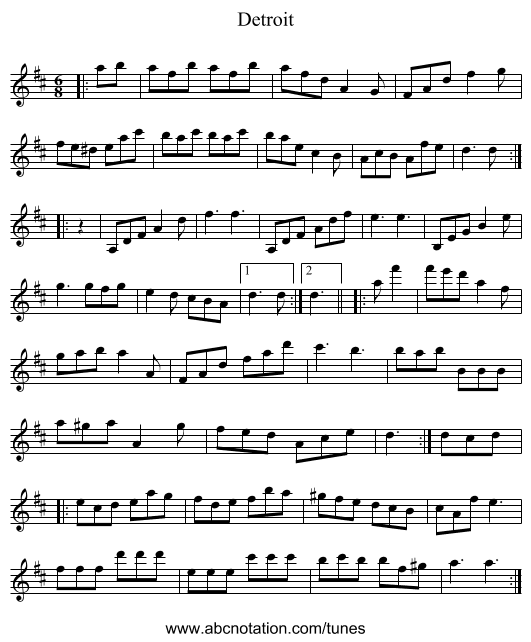 Detroit - staff notation