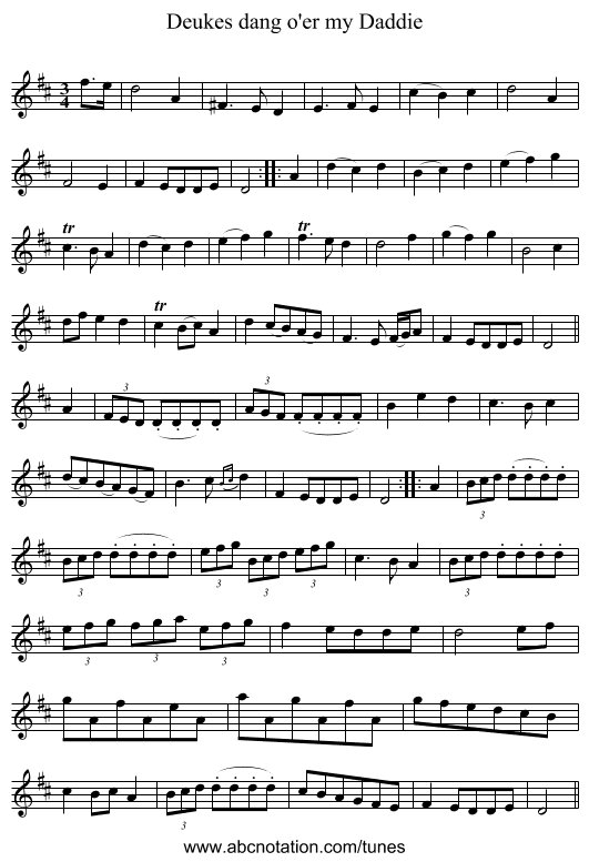 Deukes dang o'er my Daddie - staff notation