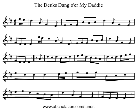 Deuks Dang o'er My Daddie, The - staff notation