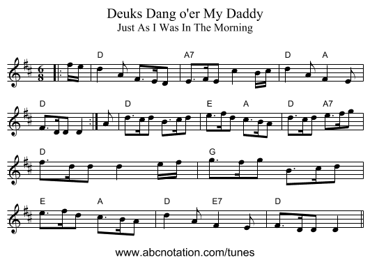 Deuks Dang o'er My Daddy - staff notation
