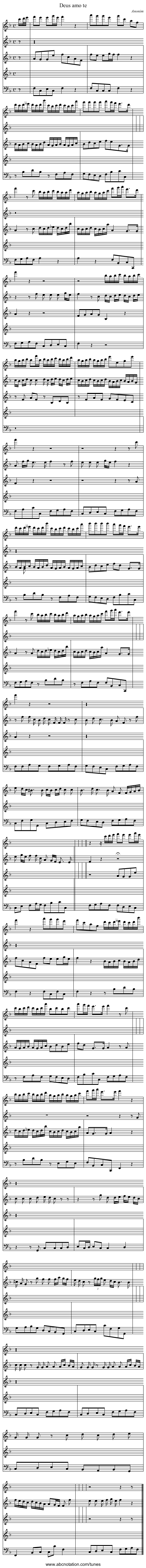 Deus amo te - staff notation
