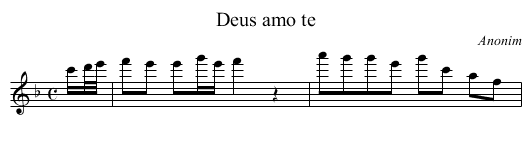 Deus amo te - staff notation