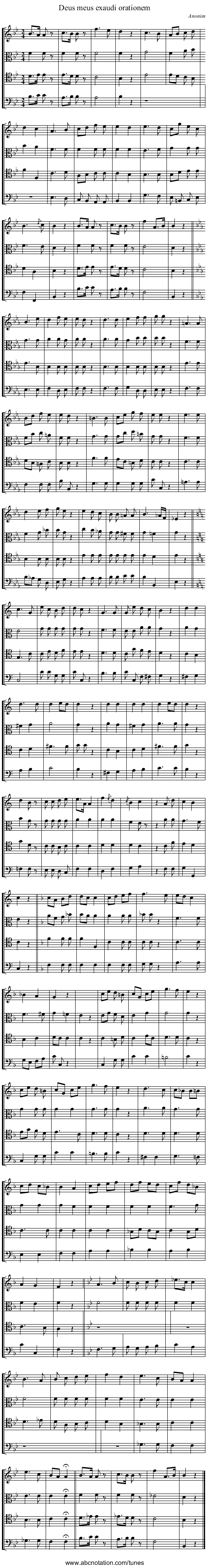 Deus meus exaudi orationem - staff notation