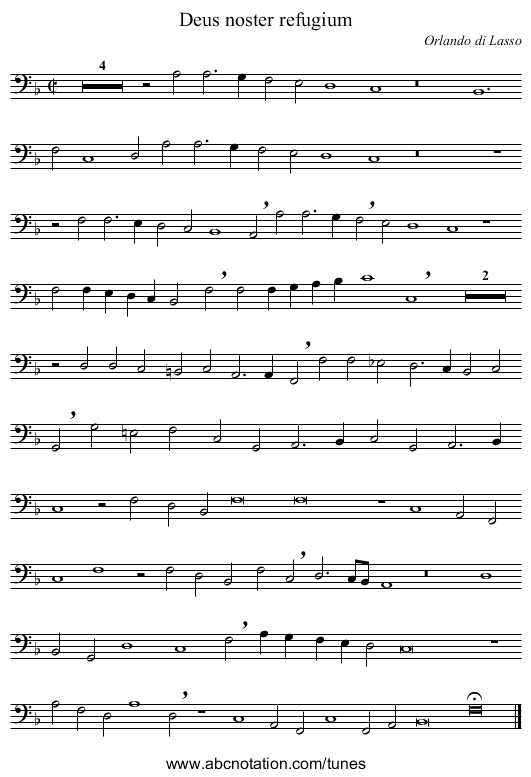 Deus noster refugium - staff notation