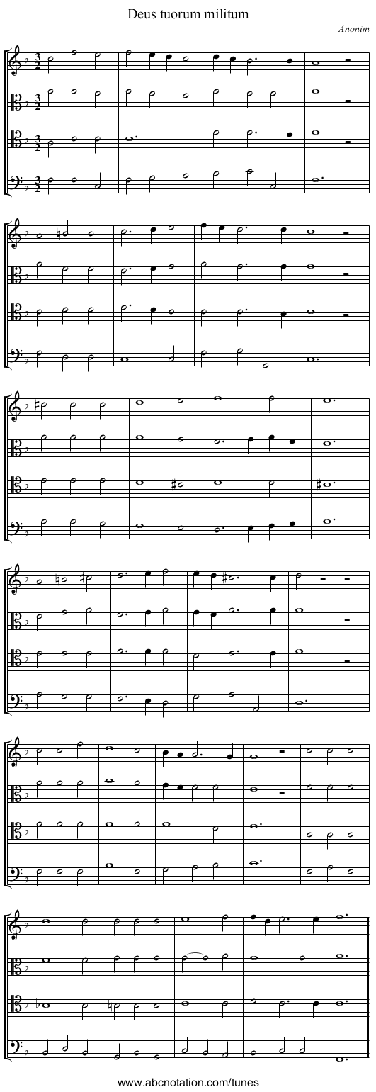 Deus tuorum militum - staff notation