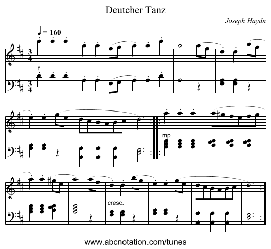 Deutcher Tanz - staff notation