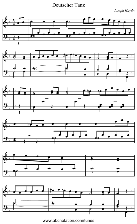Deutscher Tanz - staff notation