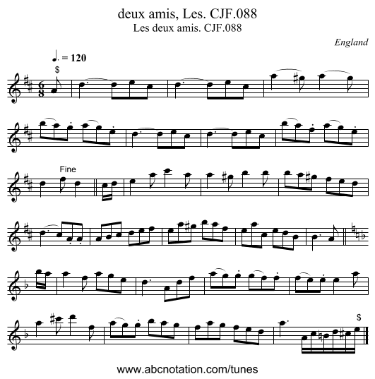 deux amis, Les. CJF.088 - staff notation