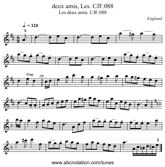 deux amis, Les. CJF.088 - staff notation