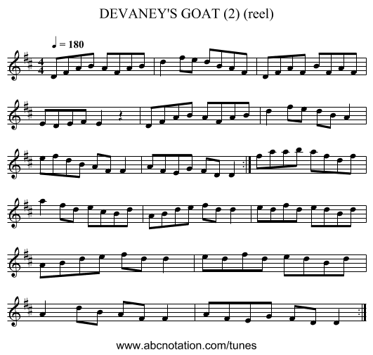 DEVANEY'S GOAT (2) (reel) - staff notation