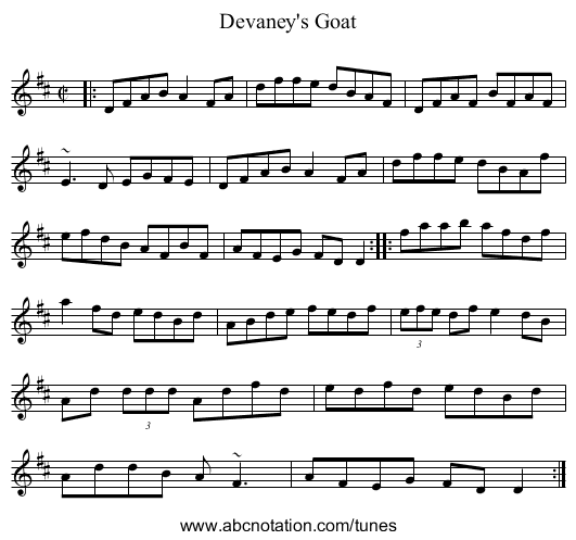 Devaney's Goat - staff notation