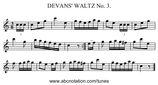 DEVANS' WALTZ No. 3. - staff notation