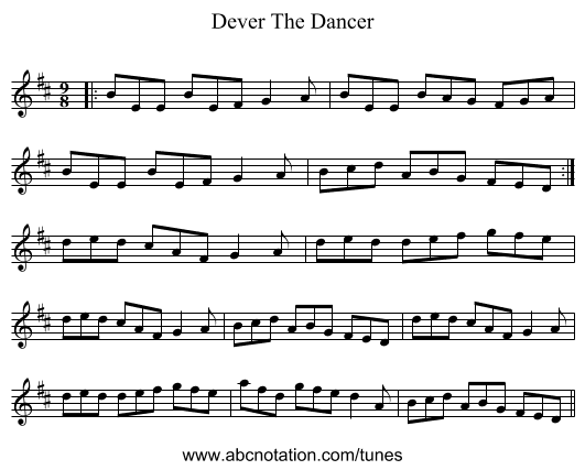 Dever The Dancer - staff notation