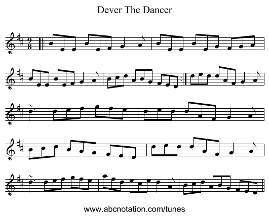 Dever The Dancer - staff notation