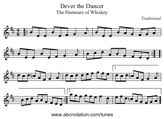 Dever the Dancer - staff notation
