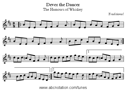 Dever the Dancer - staff notation