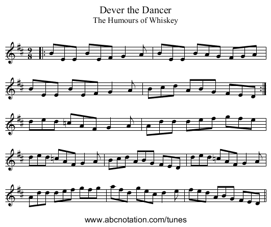 Dever the Dancer - staff notation