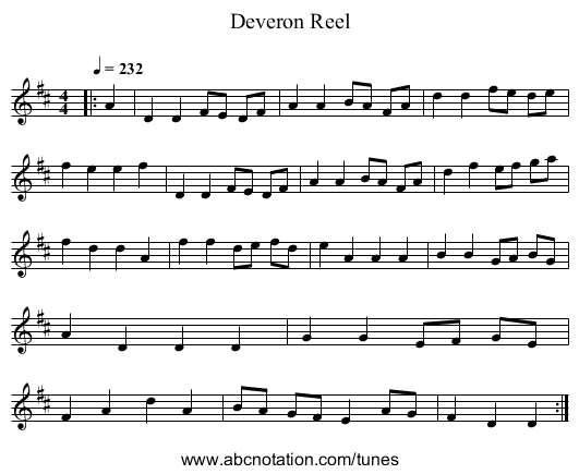Deveron Reel - staff notation