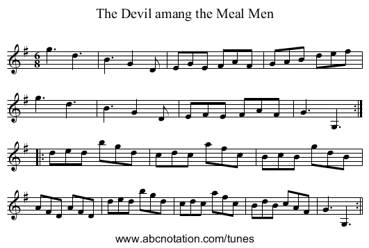Devil amang the Meal Men, The - staff notation