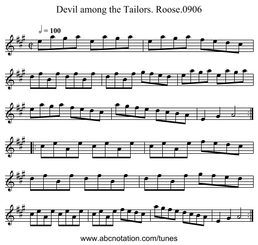 Devil among the Tailors. Roose.0906 - staff notation