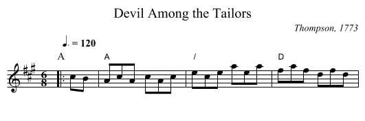 Devil Among the Tailors - staff notation