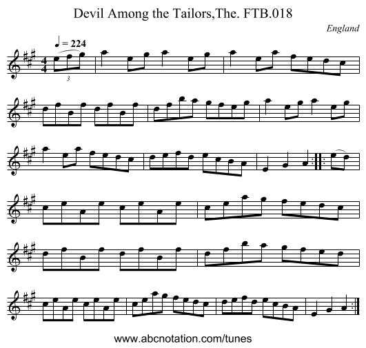 Devil Among the Tailors,The. FTB.018 - staff notation