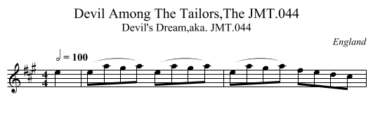 Devil Among The Tailors,The JMT.044 - staff notation