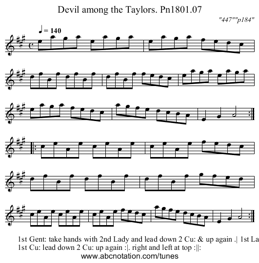 Devil among the Taylors. Pn1801.07 - staff notation