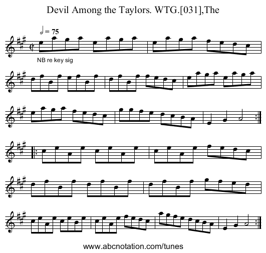 Devil Among the Taylors. WTG.[031],The - staff notation