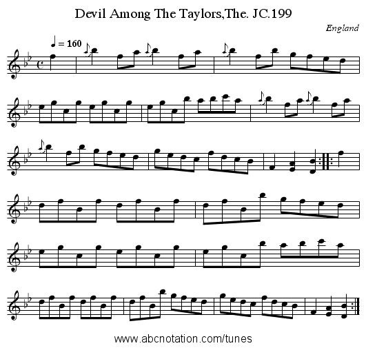 Devil Among The Taylors,The. JC.199 - staff notation