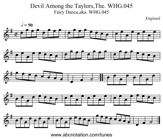 Devil Among the Taylors,The. WHG.045 - staff notation