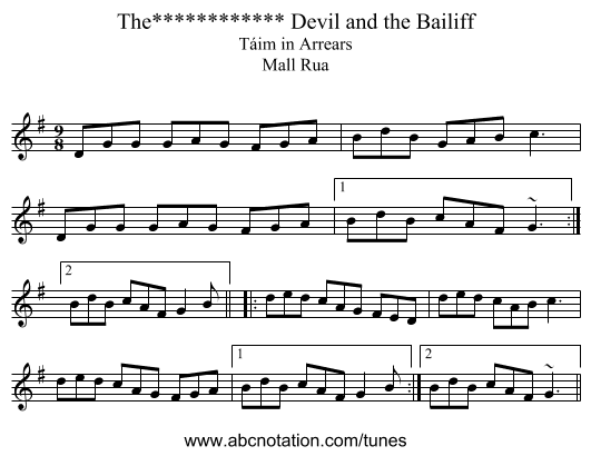 Devil and the Bailiff, The************ - staff notation