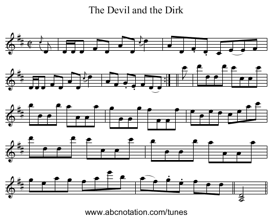 Devil and the Dirk, The - staff notation