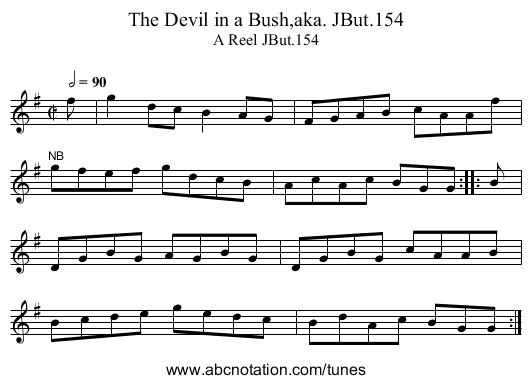 Devil in a Bush,aka. JBut.154, The - staff notation