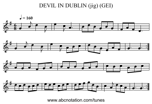 DEVIL IN DUBLIN (jig) (GEI) - staff notation